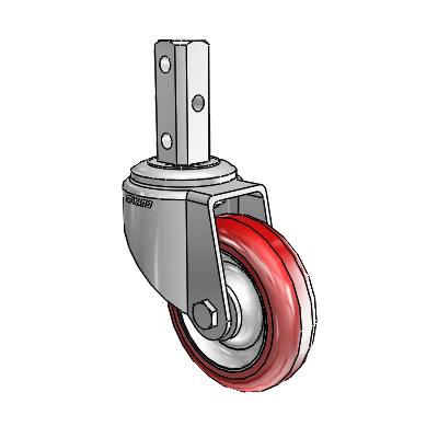 7/8" Wide Casters: Series 1 | Colson Square Stem Zinc Swivel Caster with 3 x 0.8750 Maroon on Grey Polyurethane HI-TECH Wheel