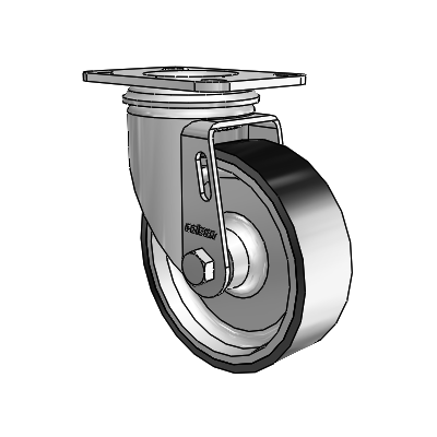 2 Series Casters Top Plate Swivel Zinc with 4 x 1.25 Black on Silver ThermoTech Wheel