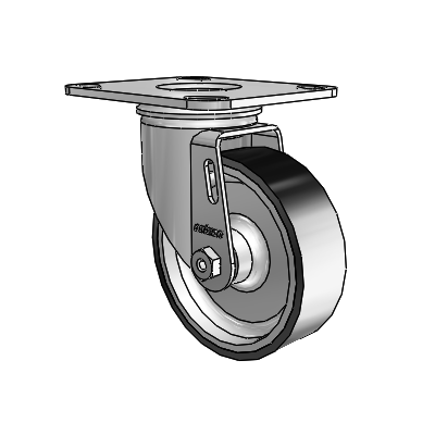 2 Series Casters Top Plate Swivel Zinc with 4 x 1.25 Black on Silver ThermoTech Wheel