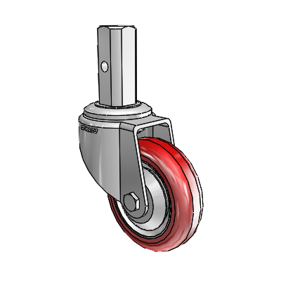 7/8" Wide Casters: Series 1 | Colson Square Stem Zinc Swivel Caster with 3 x 0.8750 Maroon on Grey Polyurethane HI-TECH Wheel