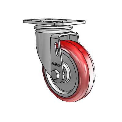 2 Series Casters Top Plate Swivel Zinc with 4 x 1.25 Maroon on Grey Polyurethane HI-TECH Wheel