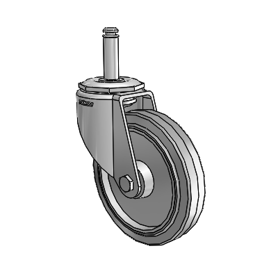 7/8" Wide Casters: Series 1 | Colson Grip Ring Stem up to 145 lbs Zinc Swivel Caster with 4 x 0.8750 Grey on Grey Performa Rubber (Flat/Grey) Wheel