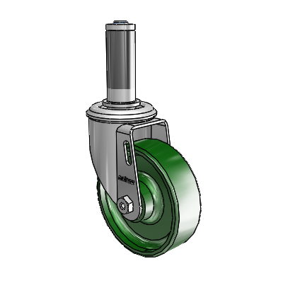 2 Series Expanding Adapter Stem Zinc Swivel Caster with 4 x 1.25 Green Cast Iron Wheel