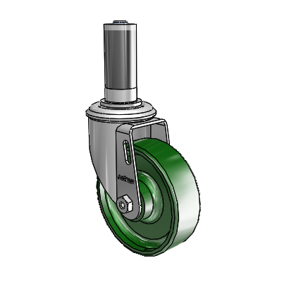 2 Series Expanding Adapter Stem Zinc Swivel Caster with 4 x 1.25 Green Cast Iron Wheel