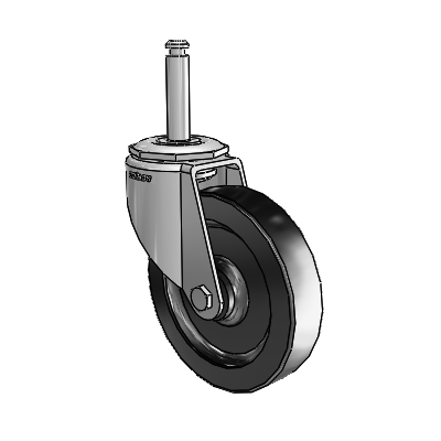 7/8" Wide Casters: Series 1 | Colson Grip Ring Stem up to 145 lbs Zinc Swivel Caster with 4 x 0.8750 Black Polyolefin Wheel