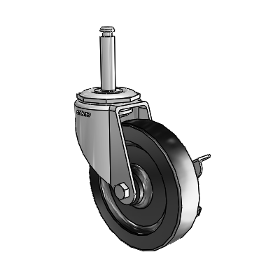 7/8" Wide Casters: Series 1 | Colson Grip Ring Stem up to 145 lbs Zinc Swivel Caster with 4 x 0.8750 Black Polyolefin Wheel and Side Lock Brake