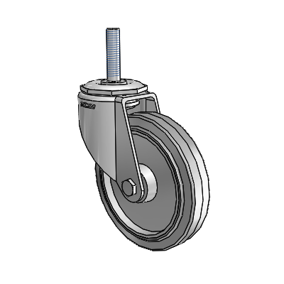 7/8" Wide Casters: Series 1 | Colson Threaded Stem up to 145 lbs Zinc Swivel Caster with 4 x 0.8750 Grey on Grey Performa Rubber (Flat/Grey) Wheel
