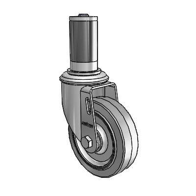 2 Series Expanding Adapter Stem Zinc Swivel Caster with 4 x 1.25 Grey on Grey Performa Rubber (Flat) Wheel