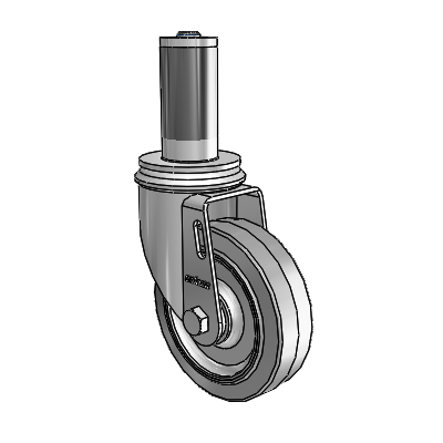 2 Series Expanding Adapter Stem Zinc Swivel Caster with 4 x 1.25 Grey on Grey Performa Rubber (Flat) Wheel