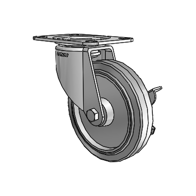 7/8" Wide Casters: Series 1 | Colson Large Top Plate Swivel Caster up to 145 lbs Zinc with 4 x 0.8750 Grey on Grey Performa Rubber (Flat/Grey) Wheel and Side Lock Brake