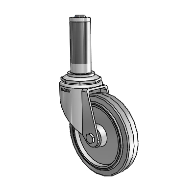 7/8" Wide Casters: Series 1 | Colson Expanding Adapter Stem Zinc Swivel Caster with 4 x 0.8750 Grey on Grey Performa Rubber (Flat/Grey) Wheel
