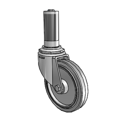 7/8" Wide Casters: Series 1 | Colson Expanding Adapter Stem Zinc Swivel Caster with 4 x 0.8750 Grey on Grey Performa Rubber (Flat/Grey) Wheel