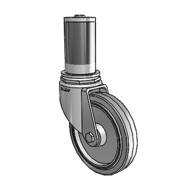 7/8" Wide Casters: Series 1 | Colson Expanding Adapter Stem Zinc Swivel Caster with 4 x 0.8750 Grey on Grey Performa Rubber (Flat/Grey) Wheel