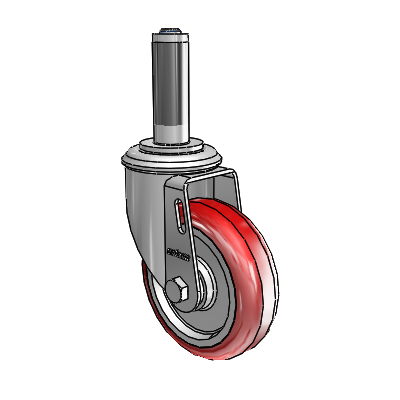 2 Series Expanding Adapter Stem Zinc Swivel Caster with 4 x 1.25 Maroon on Grey Polyurethane HI-TECH Wheel