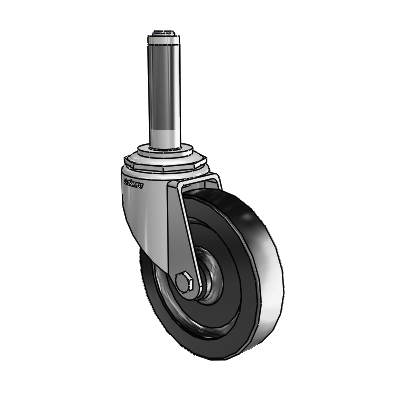 7/8" Wide Casters: Series 1 | Colson Expanding Adapter Stem Zinc Swivel Caster with 4 x 0.8750 Black Polyolefin Wheel