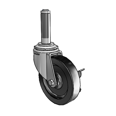 7/8" Wide Casters: Series 1 | Colson Expanding Adapter Stem Zinc Swivel Caster with 4 x 0.8750 Black Polyolefin Wheel Side Lock (BRK3)