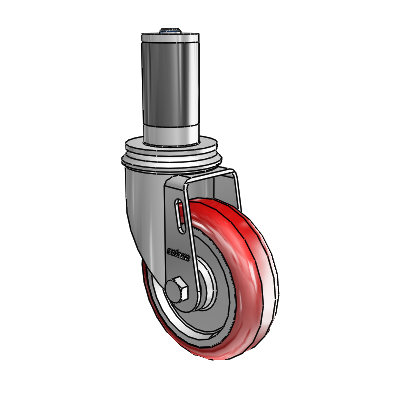2 Series Expanding Adapter Stem Zinc Swivel Caster with 4 x 1.25 Maroon on Grey Polyurethane HI-TECH Wheel