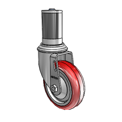 2 Series Expanding Adapter Stem Zinc Swivel Caster Caster with 4 x 1.25 Maroon on Grey Polyurethane HI-TECH Wheel