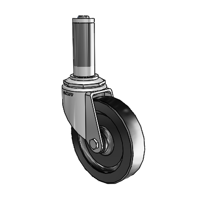 7/8" Wide Casters: Series 1 | Colson Expanding Adapter Stem Zinc Swivel Caster with 4 x 0.8750 Black Polyolefin Wheel