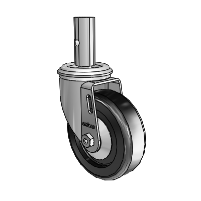 2 Series Casters Square Stem Swivel Zinc Caster with 4 x 1.25 Black Polyolefin Wheel