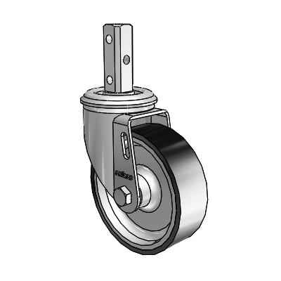 2 Series Casters Square Stem Swivel Zinc Caster with 4 x 1.25 Black on Silver ThermoTech Wheel
