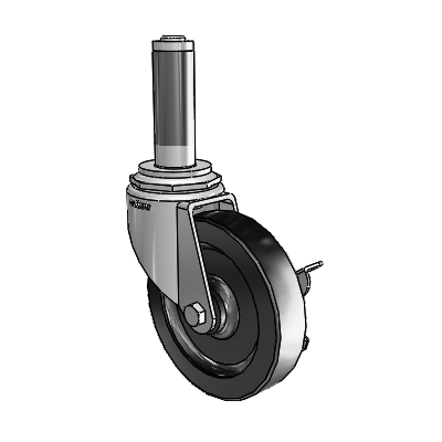 7/8" Wide Casters: Series 1 | Colson Expanding Adapter Stem Zinc Swivel Caster with 4 x 0.8750 Black Polyolefin Wheel Side Lock (BRK3)