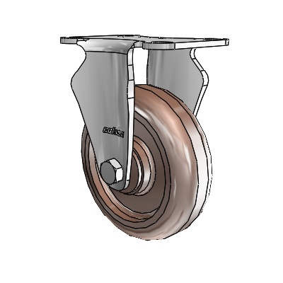 2 Series Stainless Steel Casters Top Plate Rigid with 4 x 1.25 Brown Thermo Wheel
