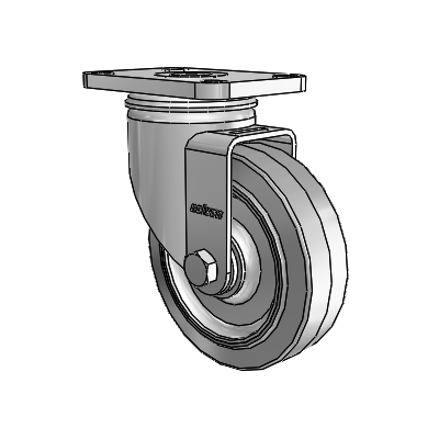 2 Series Stainless Steel Top Plate Swivel Caster with 4 x 1.25 Grey on Grey Performa Rubber (Flat) Wheel