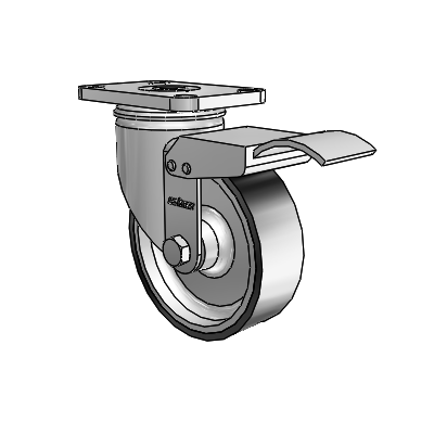 2 Series Stainless Steel Top Plate Swivel Caster with 4 x 1.25 Black on Silver ThermoTech Wheel and Total Lock Brake