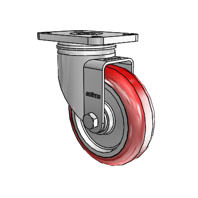 2 Series Stainless Steel Top Plate Swivel Caster with 4 x 1.25 Maroon on Grey Polyurethane HI-TECH Wheel