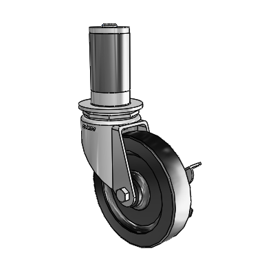 7/8" Wide Casters: Series 1 | Colson Expanding Adapter Stem Zinc Swivel Caster with 4 x 0.8750 Black Polyolefin Wheel Side Lock (BRK3)