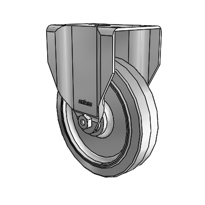 2 Series Casters Top Plate Rigid Zinc Rigid Caster with 5 x 1.25 Grey on Grey Performa Rubber (Flat) Wheel