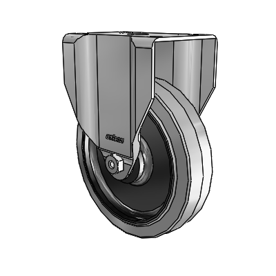 2 Series Casters Top Plate Rigid Zinc Caster with 5 x 1.25 Grey on Black Performa Rubber (Flat/Conductive) Wheel