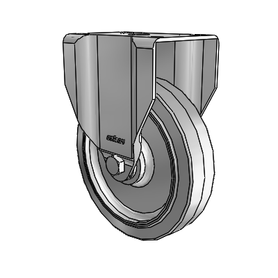 2 Series Casters Top Plate Rigid Zinc Caster with 5 x 1.25 Grey on Grey Performa Rubber (Flat) Wheel