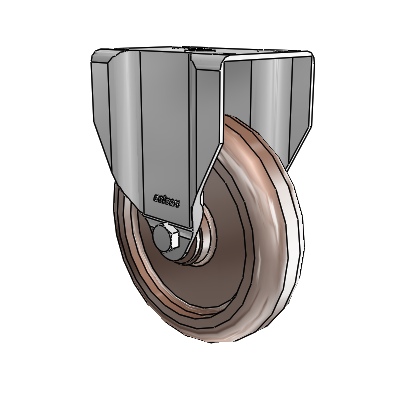 2 Series Casters Top Plate Rigid Zinc Caster with 5 x 1.25 Brown Thermo Wheel