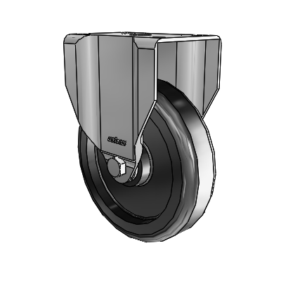2 Series Casters Top Plate Rigid Zinc Caster with 5 x 1.25 Black Polyolefin Wheel