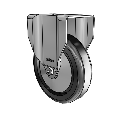 2 Series Casters Top Plate Rigid Zinc Caster with 5 x 1.25 Black Polyolefin Wheel