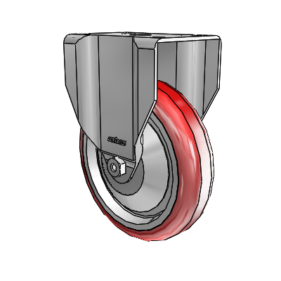 2 Series Casters Top Plate Rigid Zinc Caster with 5 x 1.25 Maroon on Grey Polyurethane HI-TECH Wheel