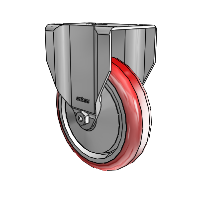 2 Series Casters Top Plate Rigid Zinc Caster with 5 x 1.25 Maroon on Grey Polyurethane HI-TECH Wheel