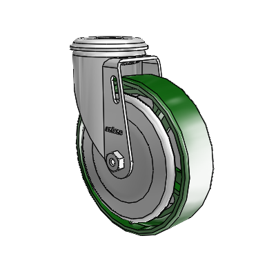 2 Series Modular Stem Zinc Swivel Caster Caster with 5 x 1.25 Green Cast Iron Wheel