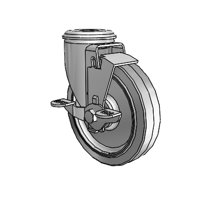 2 Series Modular Stem Zinc Swivel Caster Caster with 5 x 1.25 Grey on Grey Performa Rubber (Flat) Wheel and Top Lock Brake