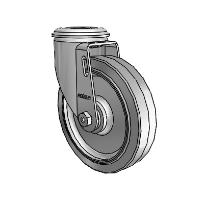 2 Series Modular Stem Zinc Swivel Caster Caster with 5 x 1.25 Grey on Grey Performa Rubber (Flat) Wheel