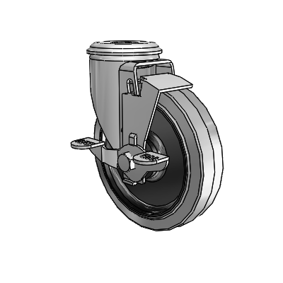 2 Series Modular Stem Zinc Swivel Caster Caster with 5 x 1.25 Grey on Black Performa Rubber (Flat/Conductive) Wheel and Top Lock Brake