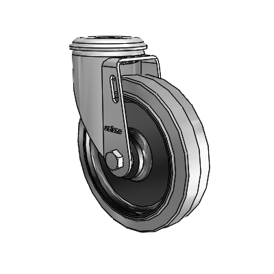 2 Series Modular Stem Zinc Swivel Caster Caster with 5 x 1.25 Grey on Black Performa Rubber (Flat/Conductive) Wheel
