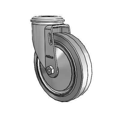 2 Series Modular Stem Zinc Swivel Caster Caster with 5 x 1.25 Grey on Grey Performa Rubber (Flat) Wheel