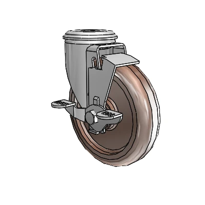 2 Series Modular Stem Zinc Swivel Caster Caster with 5 x 1.25 Brown Thermo Wheel and Top Lock Brake