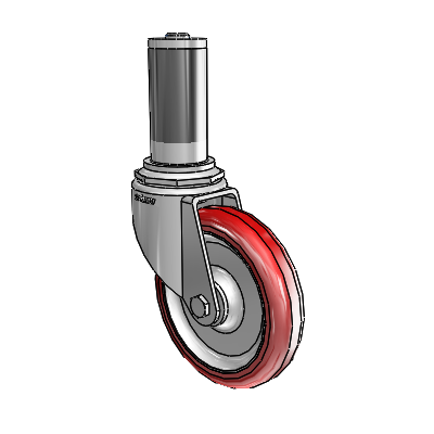 7/8" Wide Casters: Series 1 | Colson Expanding Adapter Stem Zinc Swivel Caster with 4 x 0.8750 Maroon on Grey Polyurethane HI-TECH Wheel