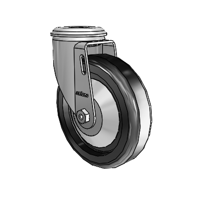2 Series Modular Stem Zinc Swivel Caster Caster with 5 x 1.25 Black Polyolefin Wheel