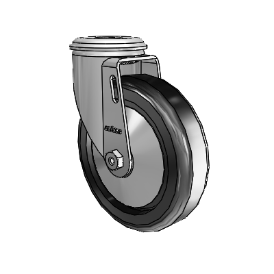 2 Series Modular Stem Zinc Swivel Caster Caster with 5 x 1.25 Black Polyolefin Wheel