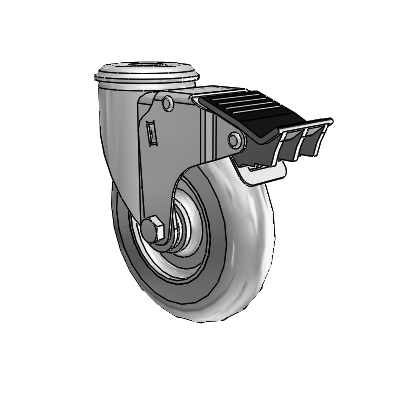 2 Series Modular Stem Zinc Swivel Caster Caster with 5 x 1.3125 Grey on Grey Performa Rubber (Round) Wheel and Total Lock Brake